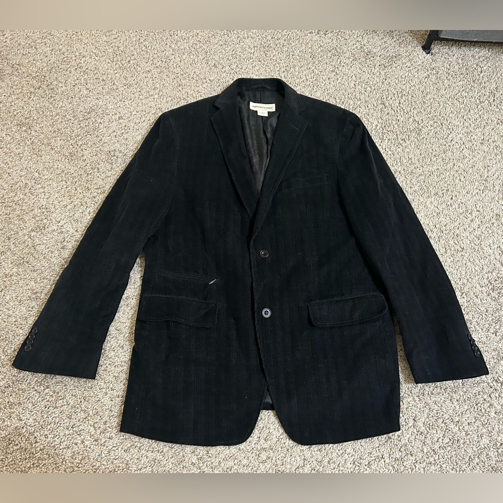 Pronto Uomo Classic Black Blazer Velour Pockets Men's Size Large Cotton Lined